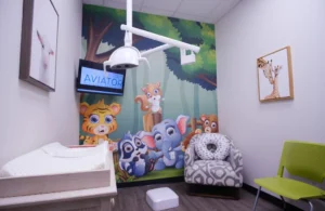 State-of-the-art pediatric dental treatment room at Aviator Pediatric Dentistry.